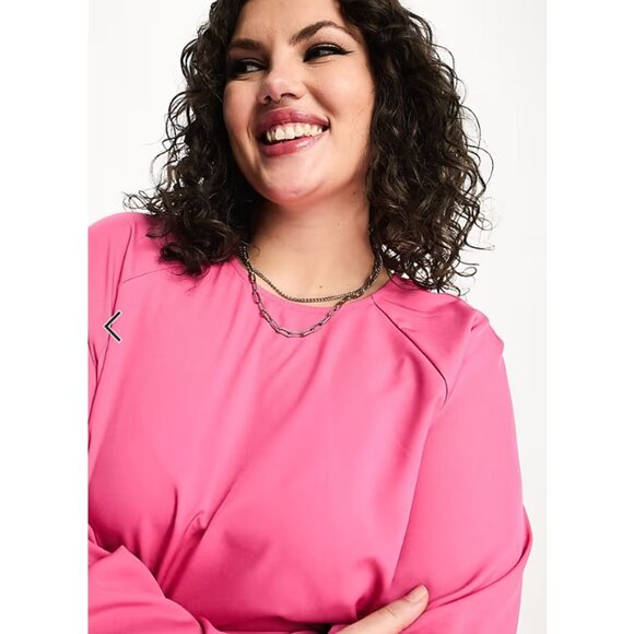 nwt ASOS Urban Threads Plus, Satin Long Sleeve Mini Dress in Pink - Size 18 - Picture 12 of 12